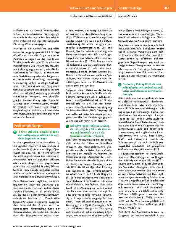 Vorschauseite 2: Umsichtig & vernünftig handeln auf der operativen Intensivstation