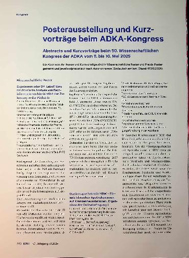 Vorschauseite 1: Posterausstellung und Kurz vorträge beim ADKA-Kongress
