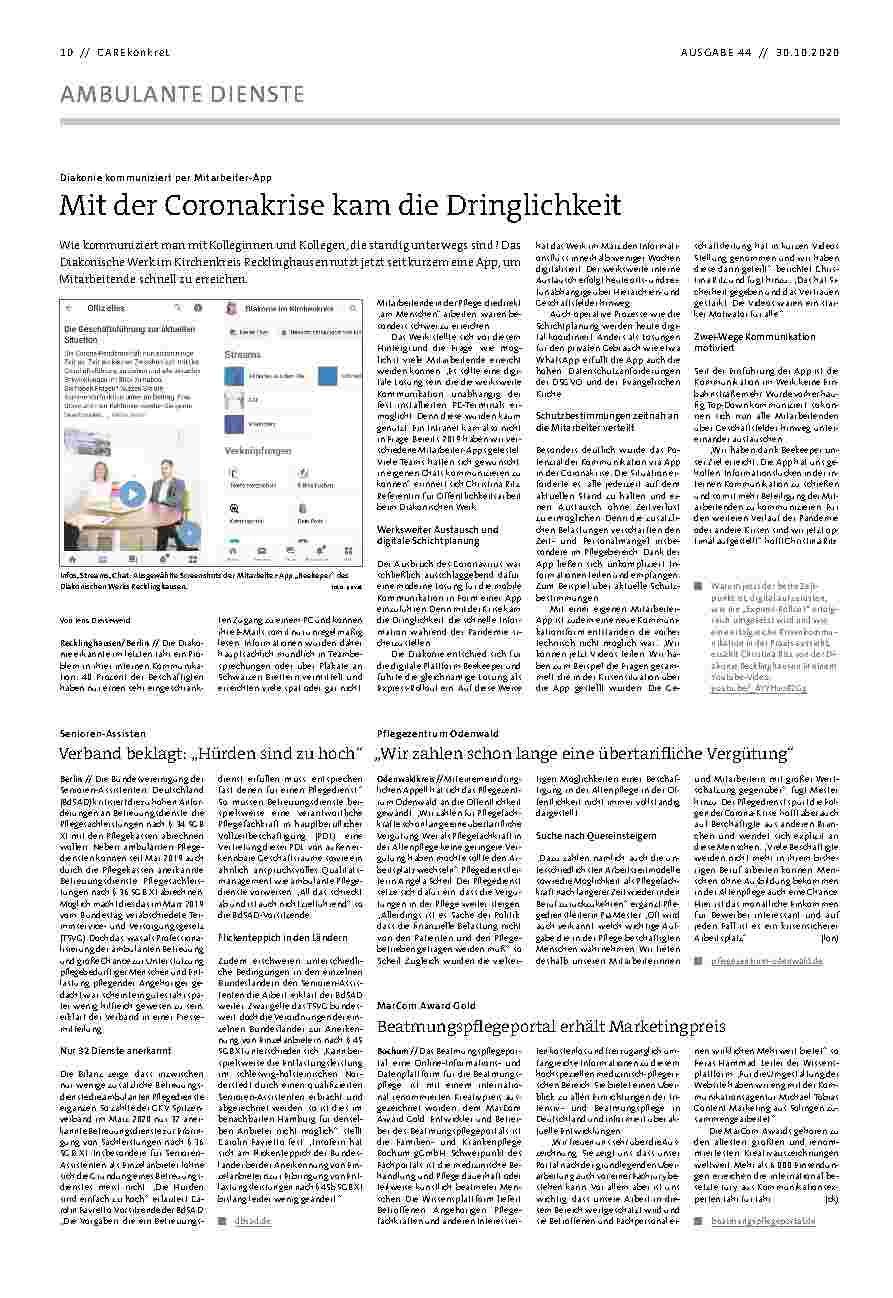 Vorschauseite 1: Mit der Coronakrise kam die Dringlichkeit.