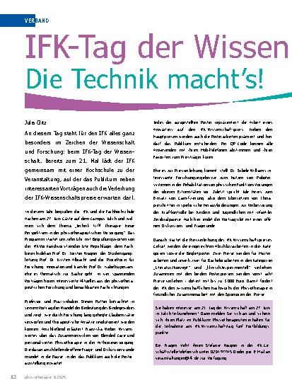 Vorschauseite 1: IFK-Tag der Wissenschaft: Die Technik macht’s! Die Technik macht’s!