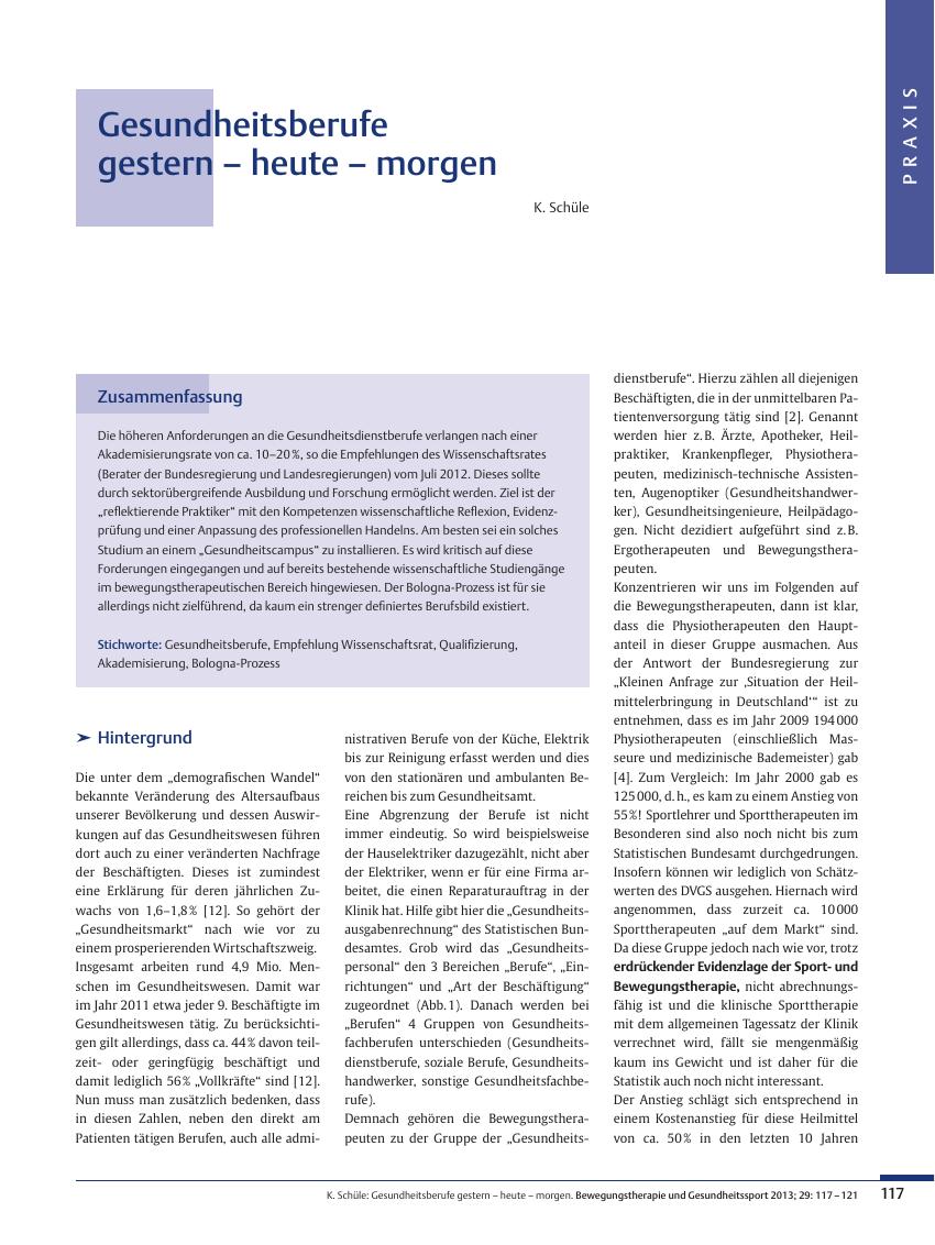 Vorschauseite 1: Gesundheitsberufe gestern – heute – morgen