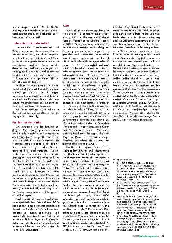 Vorschauseite 3: Postpandemieplanung für Kleinund mittelständische Unternehmen (KMU, KMU) Zurück zum „Normalbetrieb“ nach dem „Shutdown“