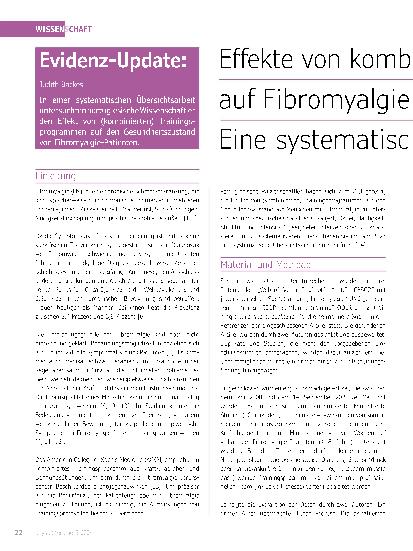 Vorschauseite 1: Effekte von kombinierten Trainingsprogrammen auf Fibromyalgie-Patienten: Eine systematische Übersichtsarbeit