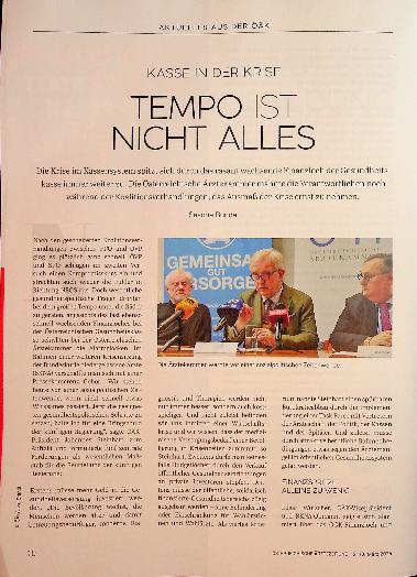 Vorschauseite 1: Kassen in der Krise Tempo ist nicht alles