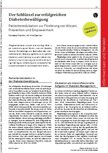 Vorschauseite 1: Der Schlüssel zur erfolgreichen Diabetesbewältigung Patientenedukation zur Förderung von Wissen, Prävention und Empowerment