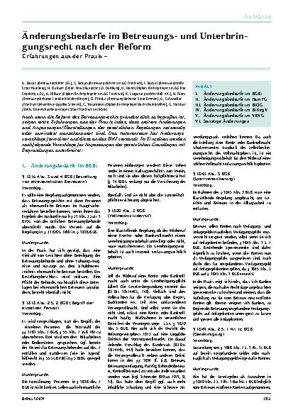 Vorschauseite 1: Änderungsbedarfe im Betreuungsund Unterbringungsrecht nach der Reform: Erfahrungen aus der Praxis –