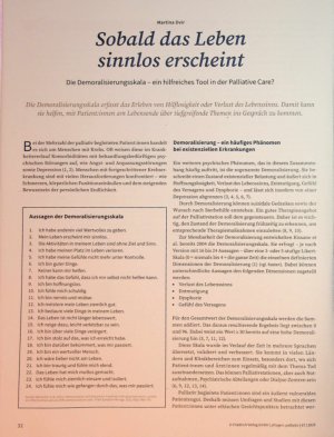 Vorschauseite 1: Sobald das Leben sinnlos erscheint Die Demoralisierungsskala - ein hilfreiches Tool in der Palliative Care?