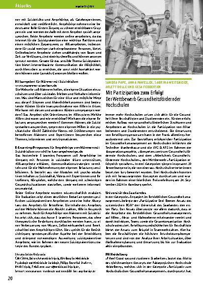 Vorschauseite 1: Mit Partizipation zum Erfolg! Der Wettbewerb Gesundheitsfördernder Hochschulen