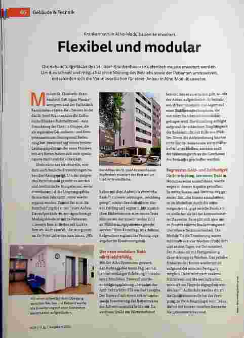 Vorschauseite 1: Krankenhaus in Alu-Modulbauweise erweitert. Flexibel und modular.
