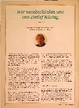 Vorschauseite 1: Wir verabschieden uns von Detlef Rüsing. Ein Nachruf.
