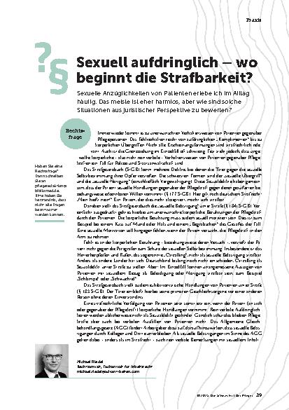 Vorschauseite 1: Sexuell aufdringlich – wo beginnt die Strafbarkeit?