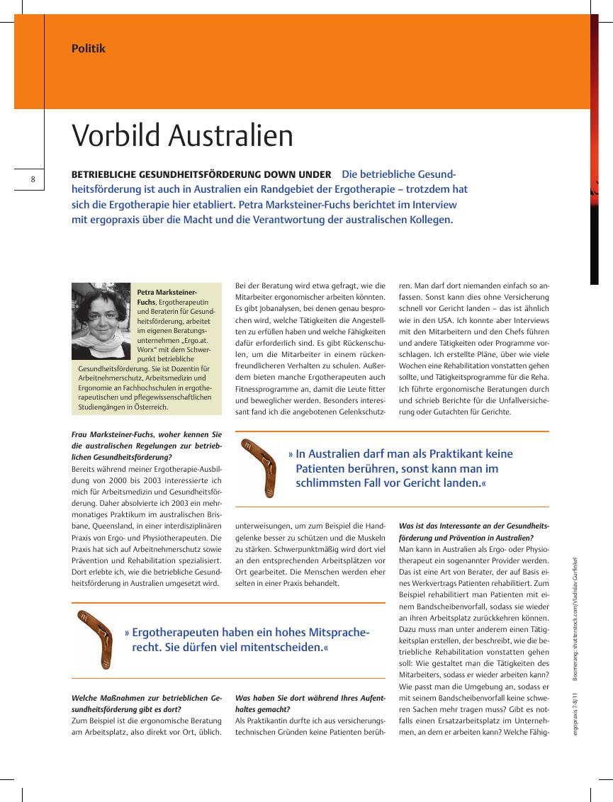Vorschauseite 1: Betriebliche Gesundheitsförderung Down Under ? Vorbild Australien