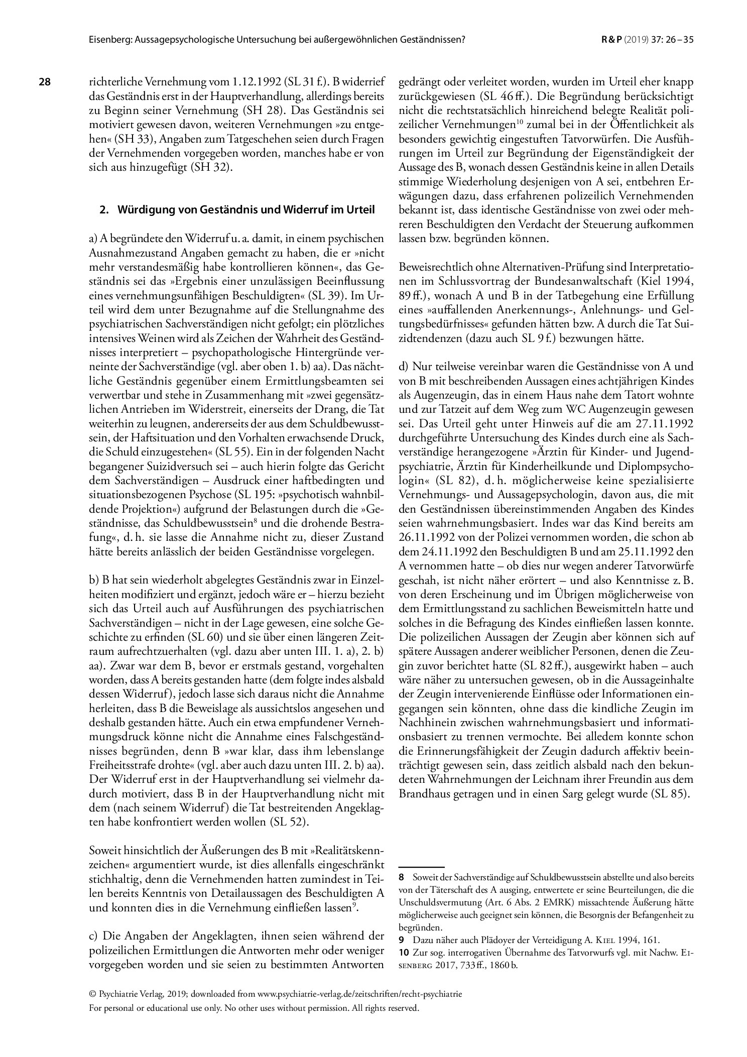 Vorschauseite 3: Aussagepsychologische Untersuchung bei außergewöhnlichen Geständnissen? Erörtert anhand von zwei (auszugsweise skizzierten) erstinstanzlichen Verfahren vor Oberlandesgerichten