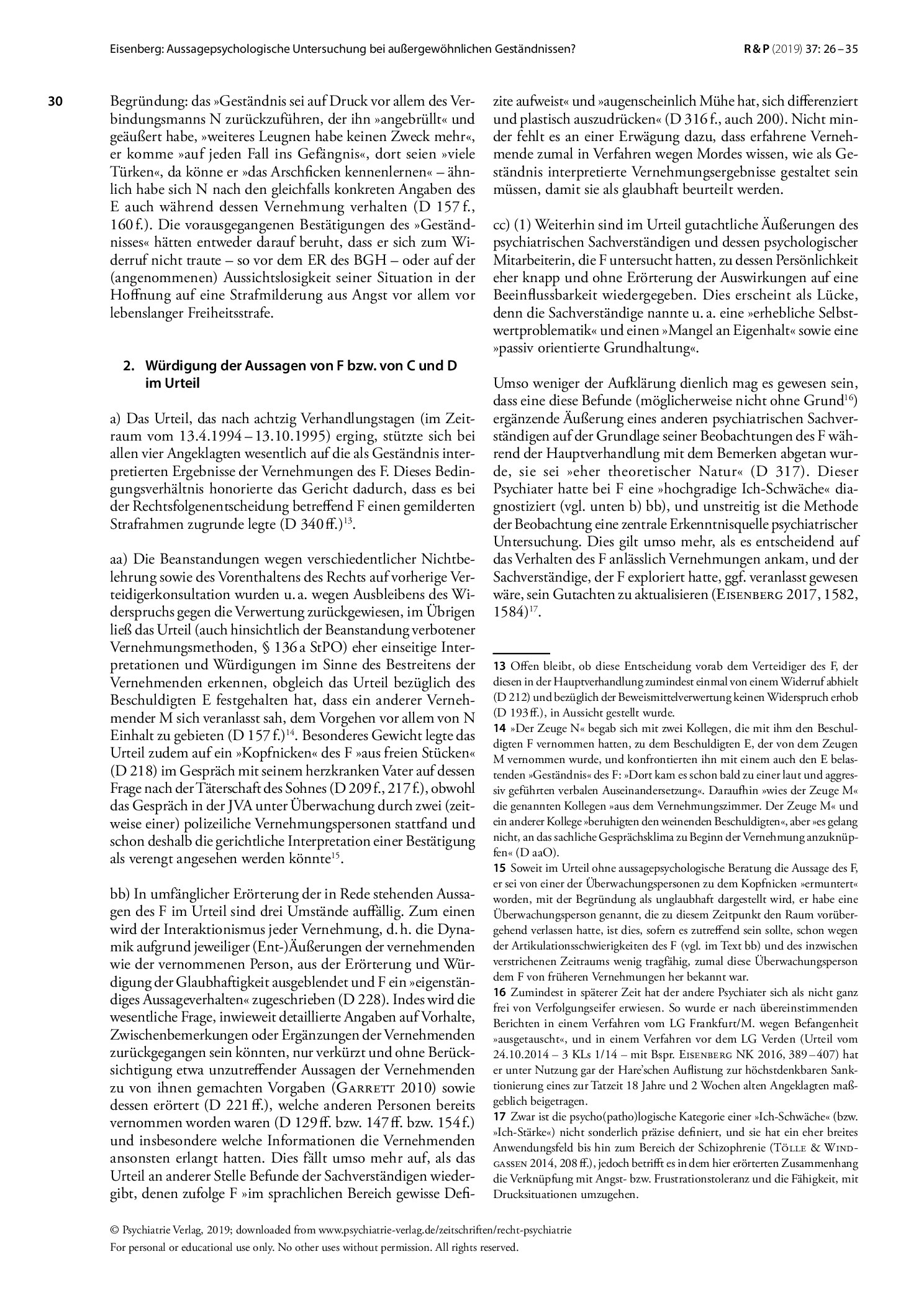 Vorschauseite 5: Aussagepsychologische Untersuchung bei außergewöhnlichen Geständnissen? Erörtert anhand von zwei (auszugsweise skizzierten) erstinstanzlichen Verfahren vor Oberlandesgerichten