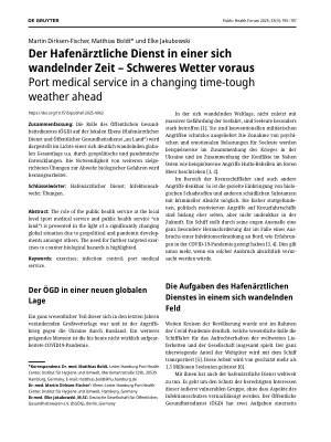Vorschauseite 1: Der Hafenärztliche Dienst in einer sich wandelnder Zeit – Schweres Wetter voraus