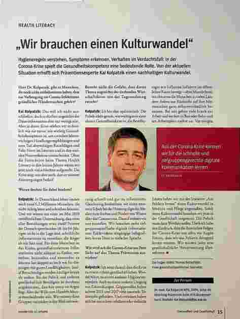 Vorschauseite 1: „Wir brauchen einen Kulturwandel.“