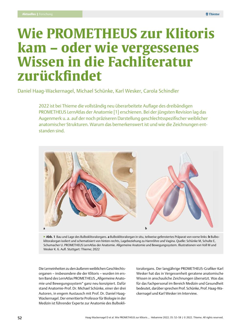 Vorschauseite 1: Wie PROMETHEUS zur Klitoris kam – oder wie vergessenes Wissen in die Fachliteratur zurückfindet