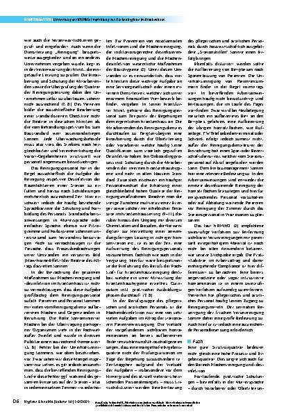 Vorschauseite 6: Flächenhygiene in der Praxis: Eine kritische Analyse zur Umsetzung der KRINKO-Empfehlung in Krankenhäusern