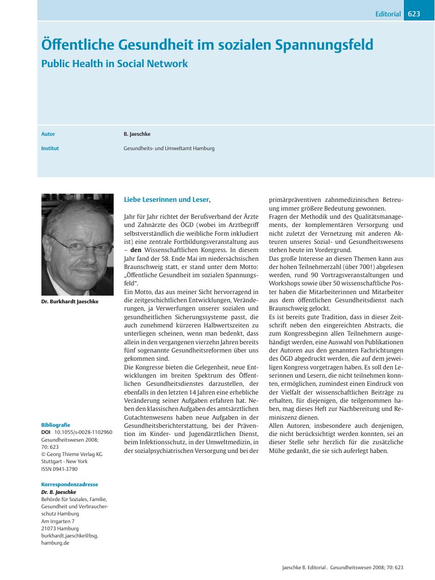 Vorschauseite 1: Öffentliche Gesundheit im sozialen Spannungsfeld