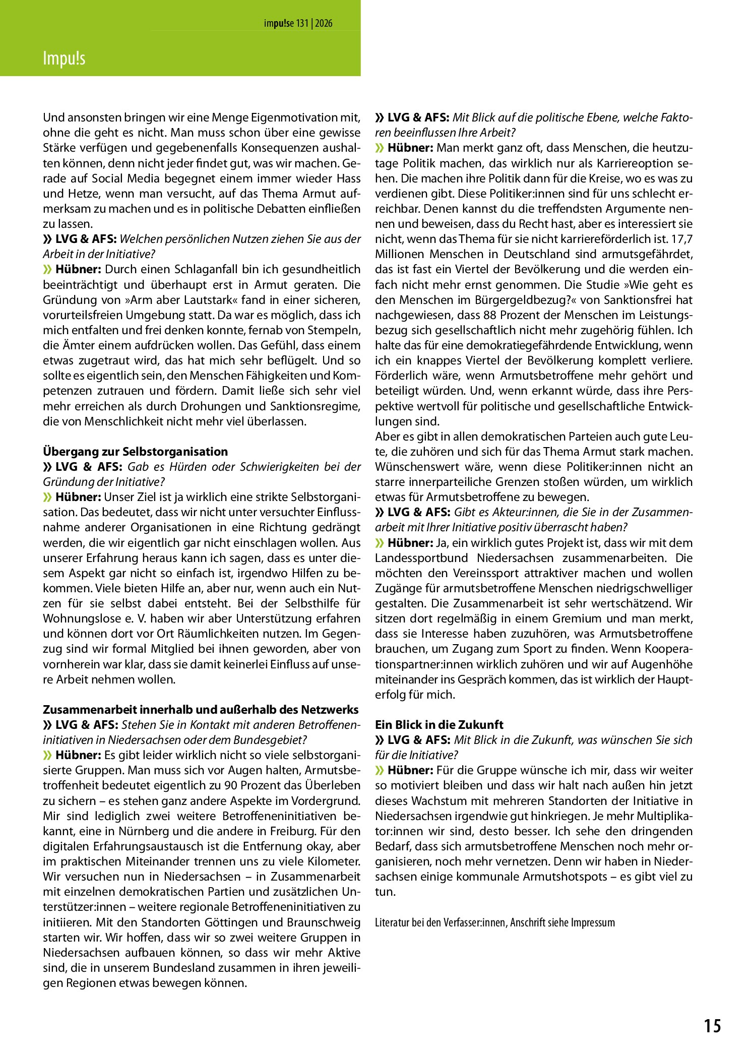 Vorschauseite 2: Betroffeneninitiativen als wirkungsvolle Netzwerke – Gemeinsam das Thema »Armut« sichtbar machen
