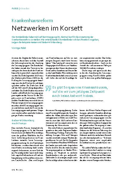 Vorschauseite 1: Krankenhausreform Netzwerken im Korsett