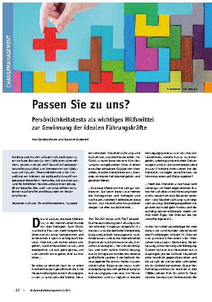 Vorschauseite 1: Passen Sie zu uns Persönlichkeitstests als wichtiges Hilfsmittel zur Gewinnung der idealen Führungskräfte