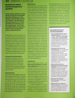 Vorschauseite 1: Kirchliches Selbst bestimmungsrecht gestärkt