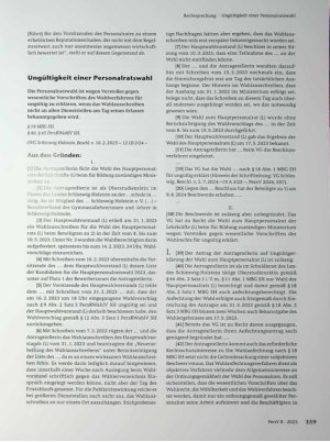 Vorschauseite 2: Zum Personalvertretungsrecht Bemessung des Gegenstandswerts eines personalvertretungsrechtlichen Beschlussverfahrens