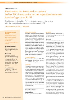Vorschauseite 1: Kombination des Kompressionssystems CoFlex TLC zinc/calamine mit der superabsorbierenden Wundauflage curea P1/P2