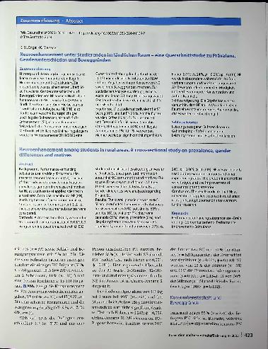 Vorschauseite 3: Neuroenhancement unter Studierenden im ländlichen Raum - eine Querschnittstudie zu Prävalenz, Genderunter schieden und Beweggründen