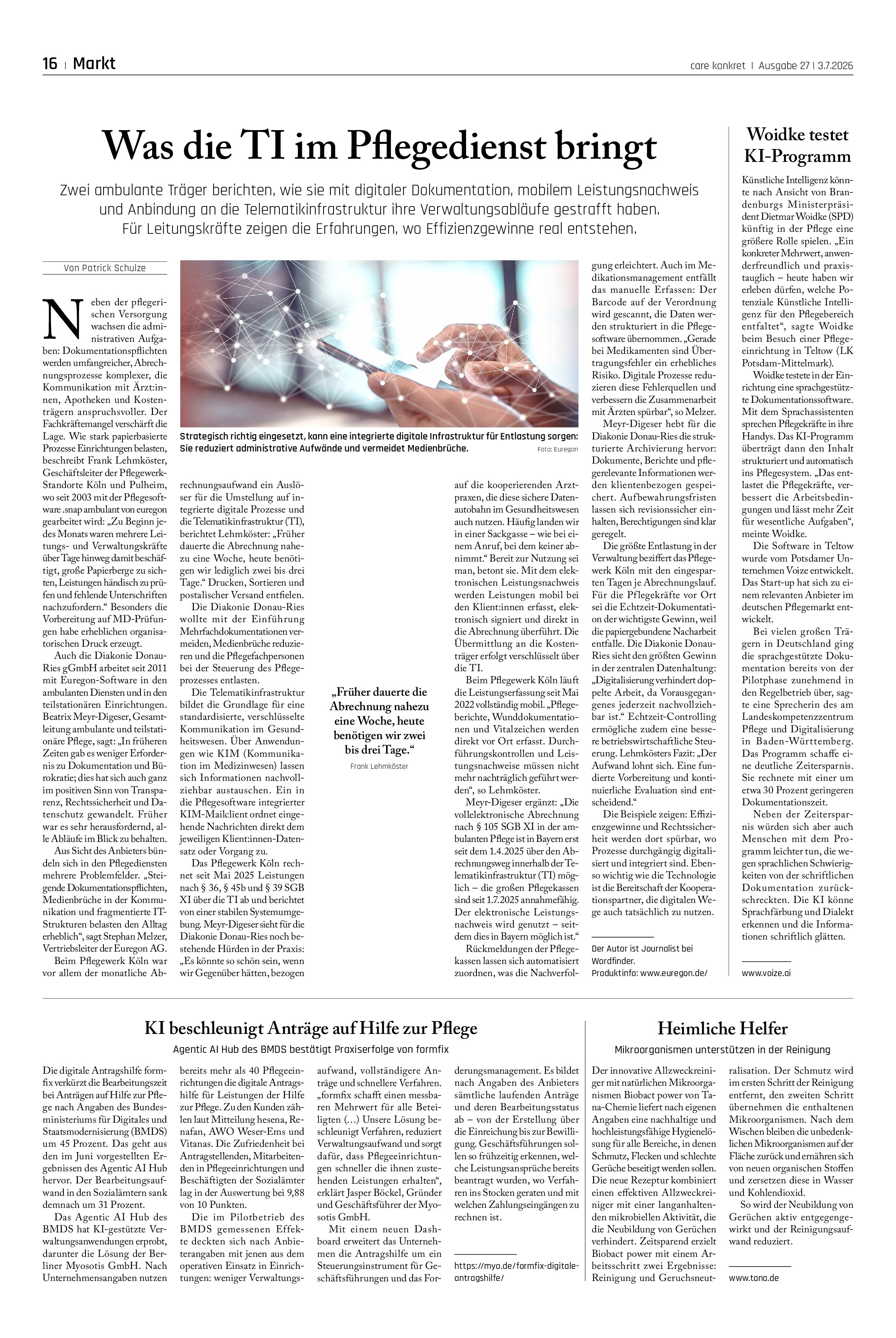 Vorschauseite 1: Was die TI im Pflegedienst bringt