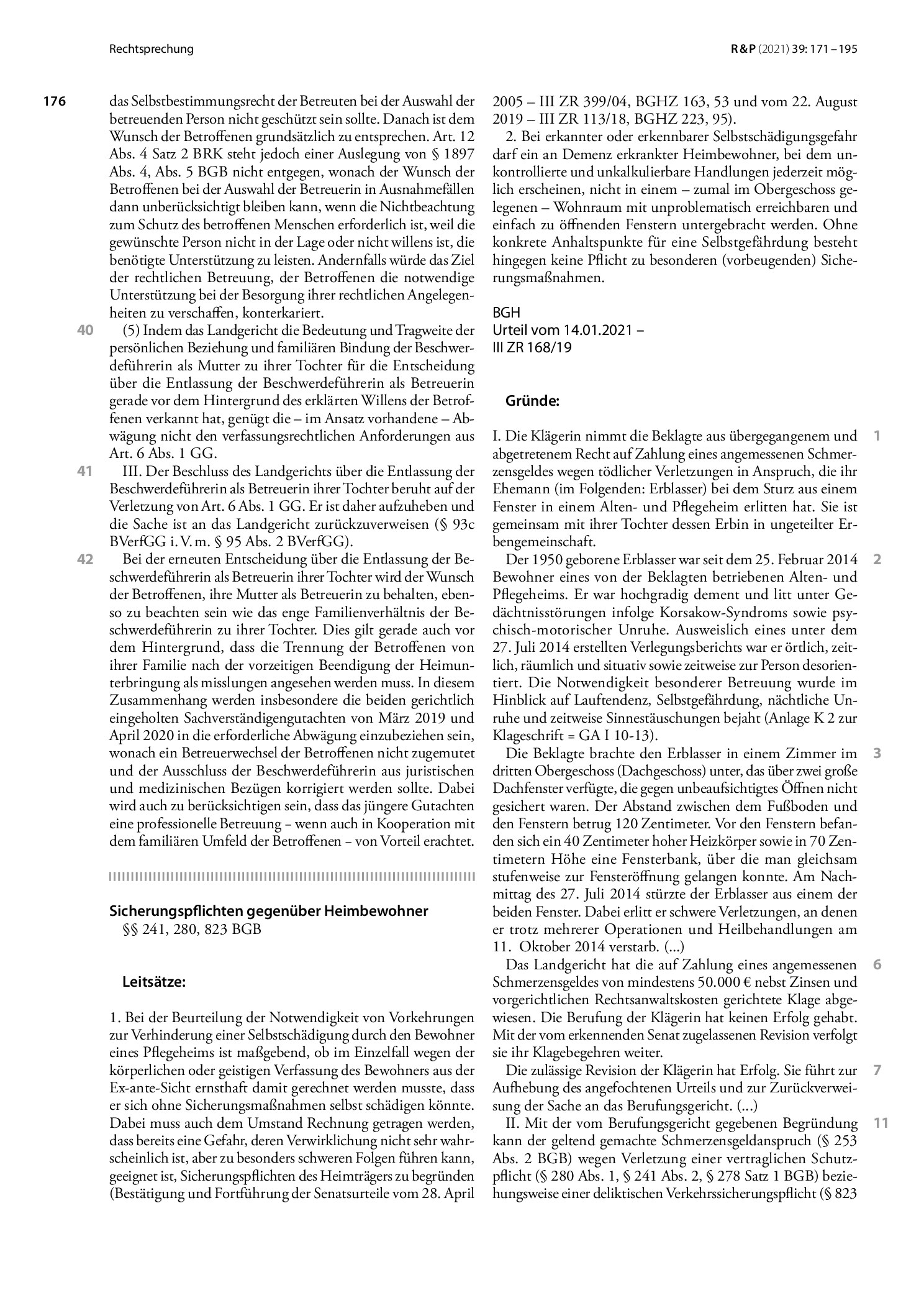 Vorschauseite 1: Sicherungspflichten gegenüber Heimbewohnern