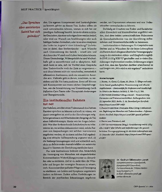 Vorschauseite 3: Über Todeswünsche sprechen können: Das gilt es einzuüben.