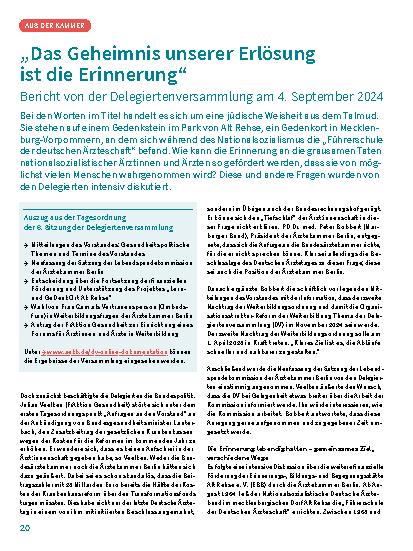 Vorschauseite 1: „Das Geheimnis unserer Erlösung ist die Erinnerung“ Bericht von der Delegiertenversammlung am 4. September 2024
