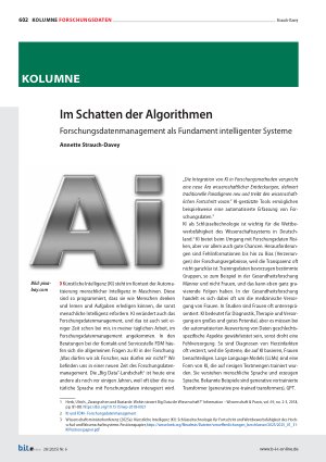 Vorschauseite 1: Im Schatten der Algorithmen Forschungsdatenmanagement als Fundament intelligenter Systeme