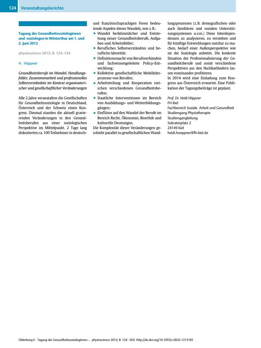 Vorschauseite 1: Tagung der Gesundheitssoziologinnen und -soziologen in Winterthur am 1. und 2. Juni 2012