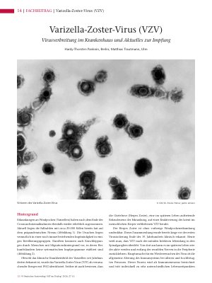 Vorschauseite 1: Varizella-Zoster-Virus (VZV) Virusverbreitung im Krankenhaus und Aktuelles zur Impfung