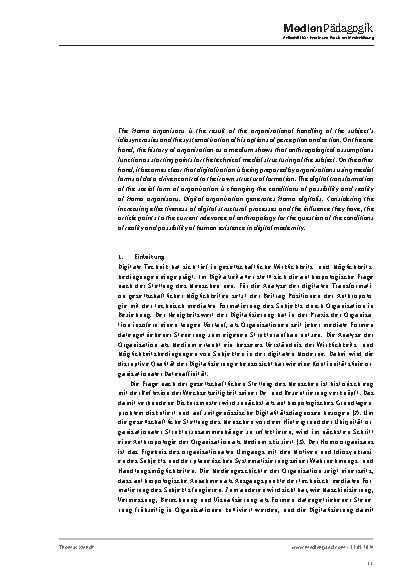 Vorschauseite 2: Vom Homo organizans zum Homo digitalis: Anthropologie als Theorie digitaler Organisation