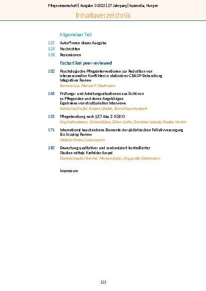 Vorschauseite 3: Pflegewissenschaft Ausgabe 3-2025