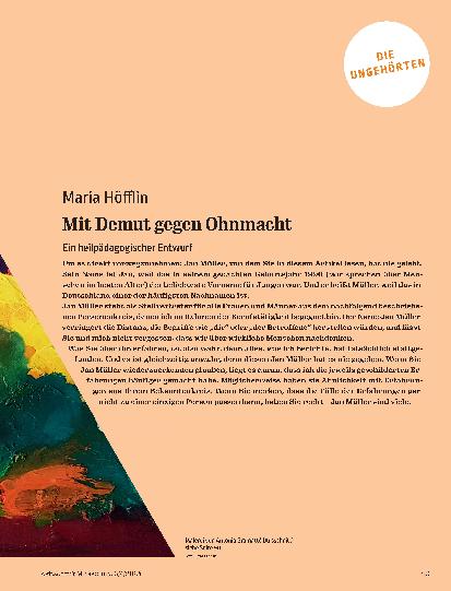 Vorschauseite 1: Mit Demut gegen Ohnmacht Einheitspädagogischer Entwurf