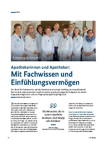 Vorschauseite 1: Apothekerinnen und Apotheker: Mit Fachwissen und Einfühlungsvermögen