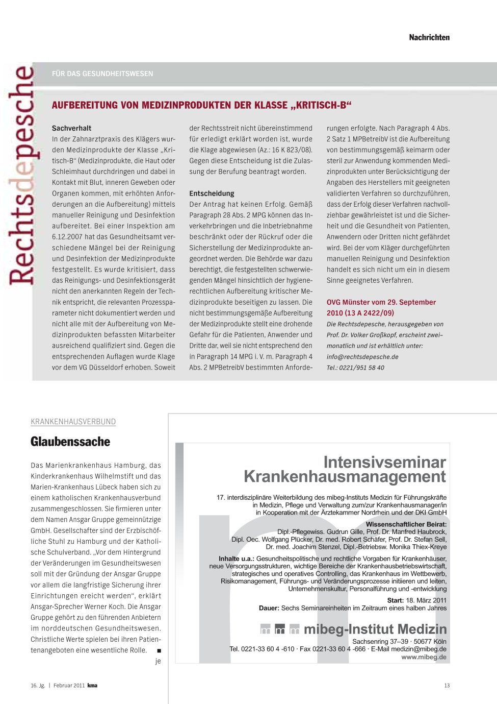 Vorschauseite 1: Aufbereitung von Medizinprodukten der Klasse „Kritisch-B“