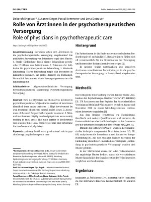 Vorschauseite 1: Rolle von Ärzt: innen in der psychotherapeutischen Versorgung