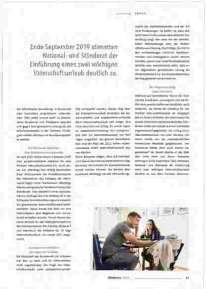 Vorschauseite 2: Der lange Weg des Vaterschaftsurlaubs endet am 27. September.