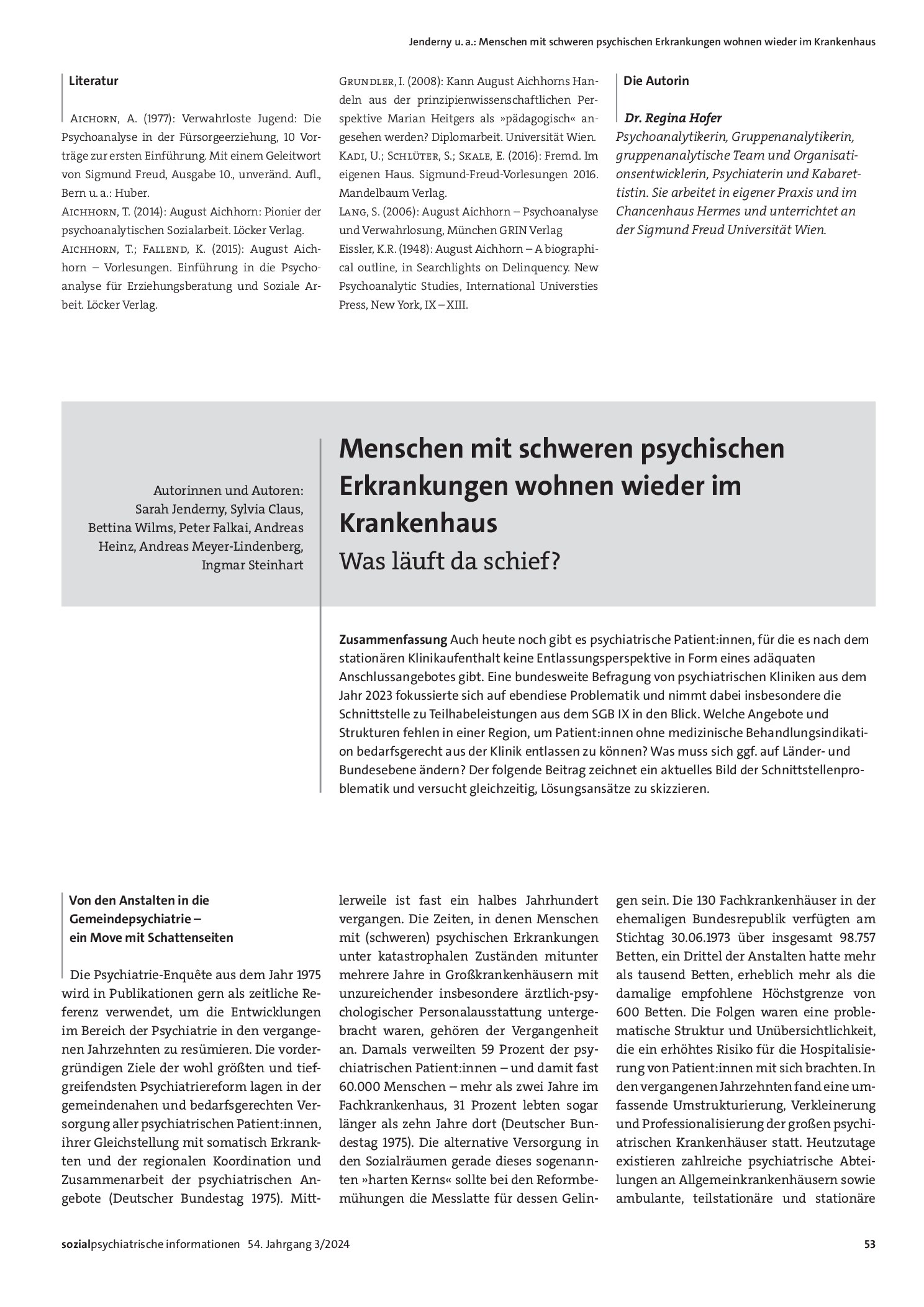 Vorschauseite 1: Menschen mit schweren psychischen Erkrankungen wohnen wieder im Krankenhaus. Was läuft da schief?