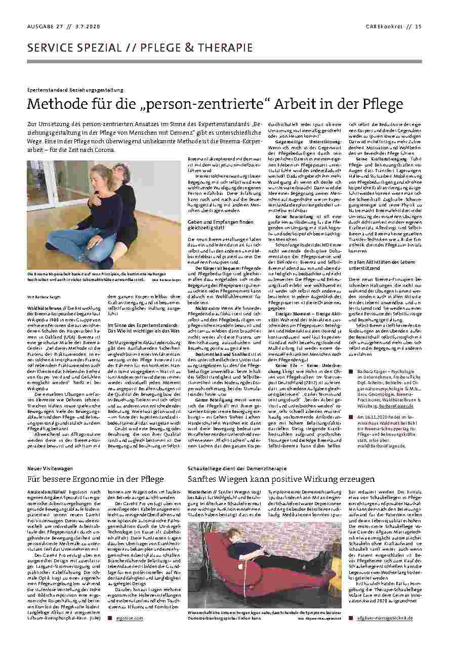 Vorschauseite 1: Methode für die „personenzentrierte“ Arbeit in der Pflege