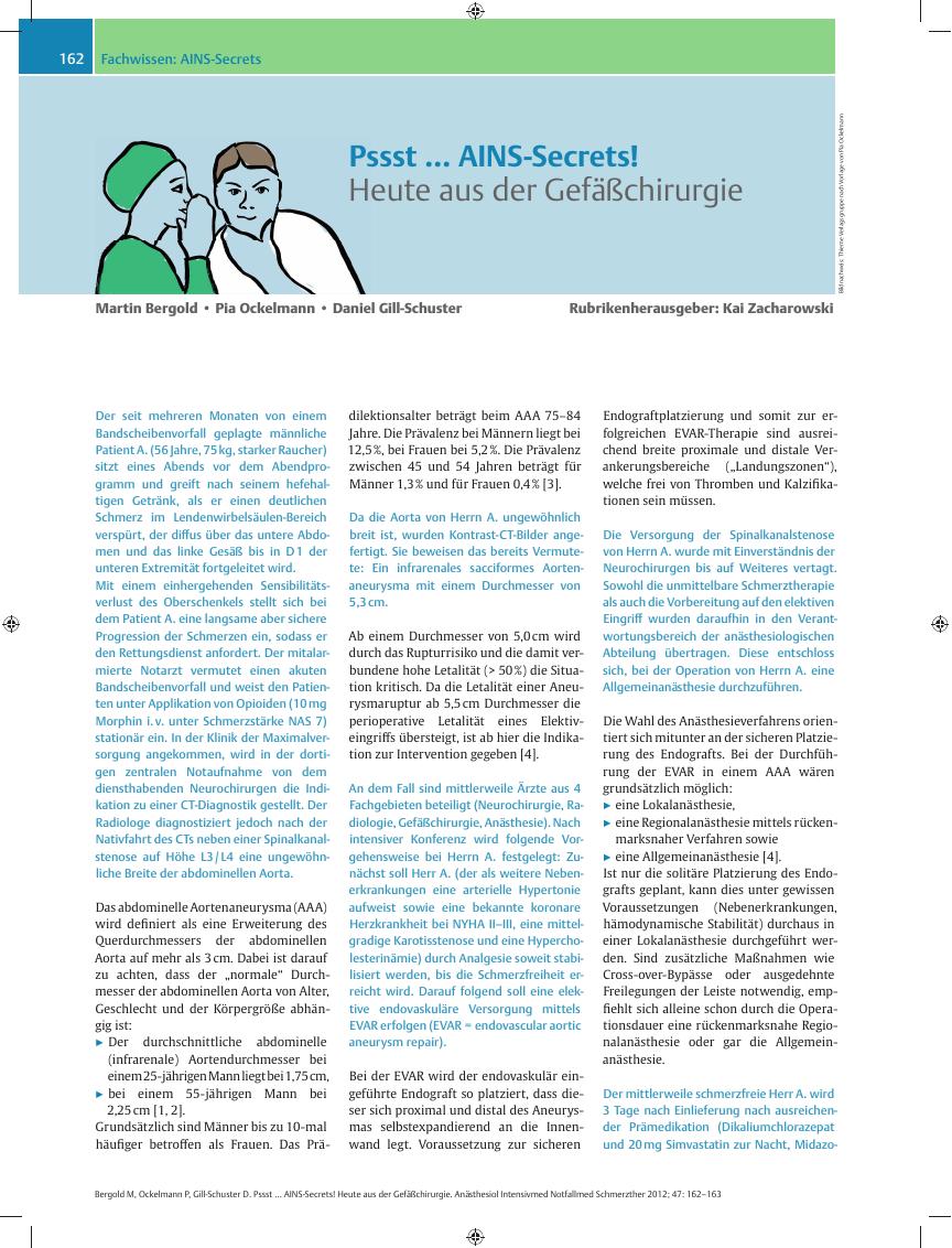 Vorschauseite 1: Pssst ... AINS-Secrets! – Heute aus der Gefäßchirurgie