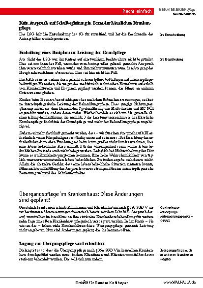 Vorschauseite 3: Beraterbrief Pflege Heft 21-2024