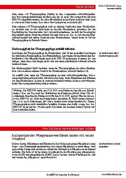 Vorschauseite 4: Beraterbrief Pflege Heft 21-2024