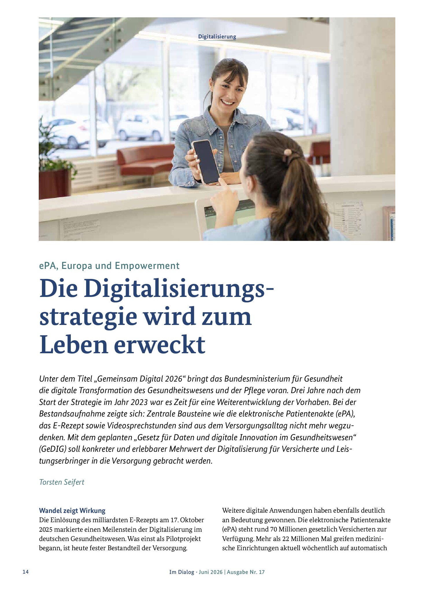 Vorschauseite 1: Die Digitalisierungsstrategie wird zum Leben erweckt